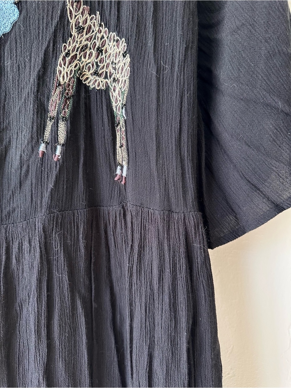 Zara basic 2016 animal embroidered black maxi dress oversized small sheer back - Picture 7 of 11
